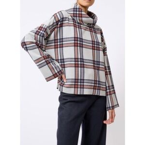 KAL REIMAN Plaid Cape Sleeve Turtleneck